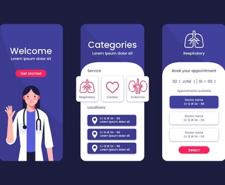 healthcare app screenshot in mobile phone