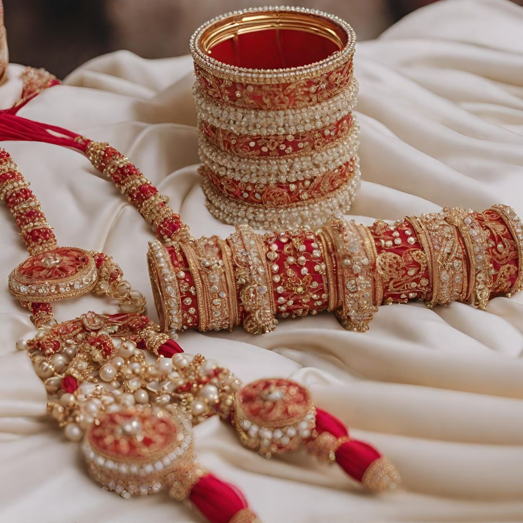 Select The Ideal Kalira & Bridal Chura Matching With Their Lehnga on Ritvi Jewels.