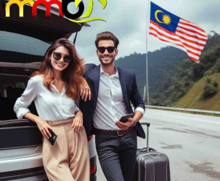 Tourists with rented car from MMB TRAVEL AND TOURS (illustration)